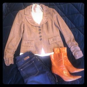 Nanette Lepore brown tweed blazer